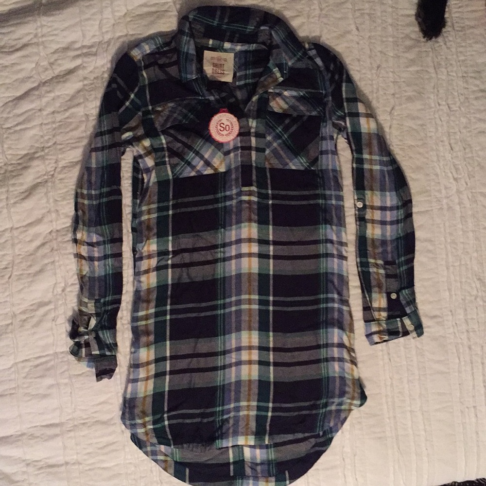Plaid shirt dress new with tags